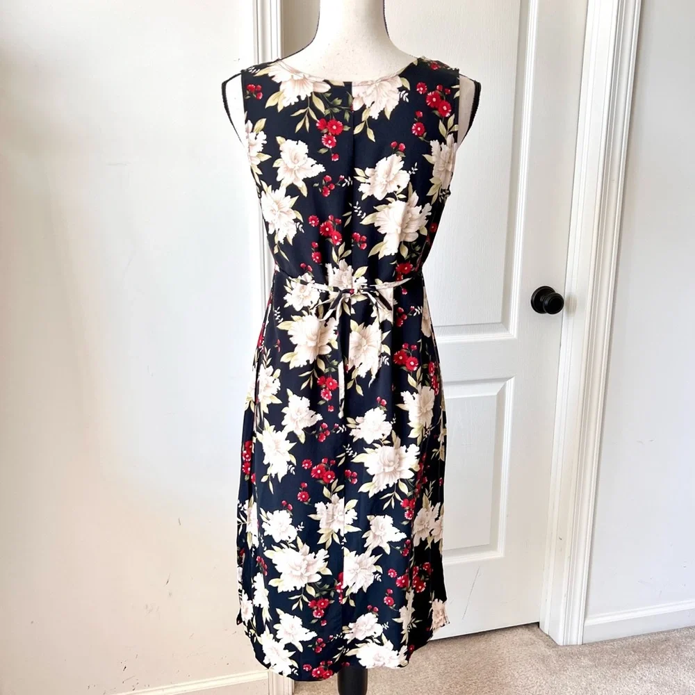 Vintage R&K ORIGINALS Petite Sleeveless Floral Belted Midi Dress—SZ. 10P - Picture 6 of 14